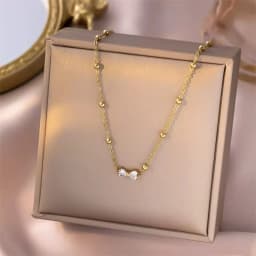 EILIECK 316L Stainless Steel Metal Fine Chain Bling Zirconia Necklace 18K Gold PVD Plated Waterproof Fashion Jewelry For Women