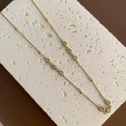 EILIECK 316L Stainless Steel Metal Fine Chain Bling Zirconia Necklace 18K Gold PVD Plated Waterproof Fashion Jewelry For Women