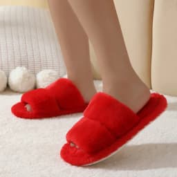 Leopard Pattern Plush Winter Slippers for Women Open Toe Soft Sole Fuzzy House Shoes Woman Indoor Comfort Warm Faux Fur Slippers