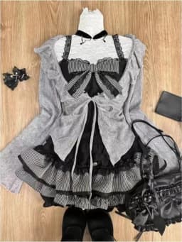 Y2k Japan Style Kawaii 3 Piece Skirt Sets Women 2000s Harajuku Vintage Sweet Suits Lolita Lace Bow Long Sleeve Matching Set Chic