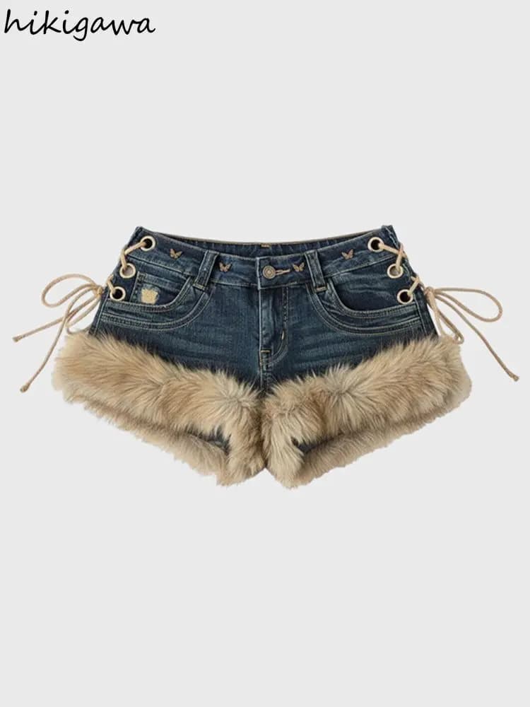 Streetwear Sexy Shorts Women Clothing Patchwork Y2k Denim Jeans Low-waisted Tunic Bodycon Pantalones Cortos De Mujer New Bottoms