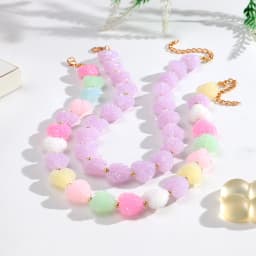 Sweet Candy Colored Resin Love Heart Choker Necklace for Women Cute Geometric Heart Shape Collar Necklace Summer Jewelry Gifts