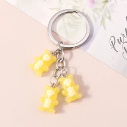 Aihua 12 Colors Cute Cartoon Candy Color Gummy Bear Keychains for Women Girls Resin Bear Keychains Sweet Jewelry Gifts