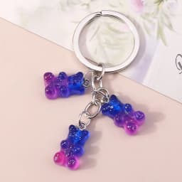 Aihua 12 Colors Cute Cartoon Candy Color Gummy Bear Keychains for Women Girls Resin Bear Keychains Sweet Jewelry Gifts