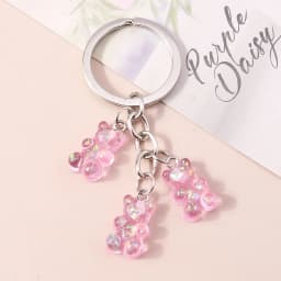 Aihua 12 Colors Cute Cartoon Candy Color Gummy Bear Keychains for Women Girls Resin Bear Keychains Sweet Jewelry Gifts