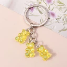 Aihua 12 Colors Cute Cartoon Candy Color Gummy Bear Keychains for Women Girls Resin Bear Keychains Sweet Jewelry Gifts