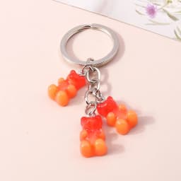Aihua 12 Colors Cute Cartoon Candy Color Gummy Bear Keychains for Women Girls Resin Bear Keychains Sweet Jewelry Gifts