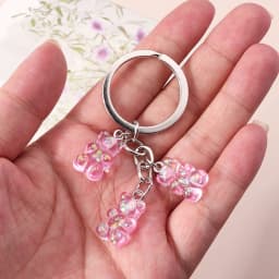 Aihua 12 Colors Cute Cartoon Candy Color Gummy Bear Keychains for Women Girls Resin Bear Keychains Sweet Jewelry Gifts