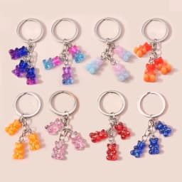 Aihua 12 Colors Cute Cartoon Candy Color Gummy Bear Keychains for Women Girls Resin Bear Keychains Sweet Jewelry Gifts
