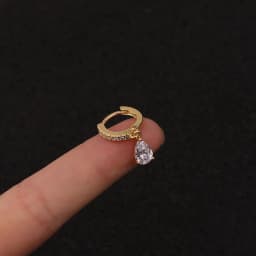 1PC Steel Dangle CZ Cartilage Hoop With Brass Crown Heart Pendant Rook Tragus Lobe Helix Lip Ear Piercings Gift Jewelry 20G