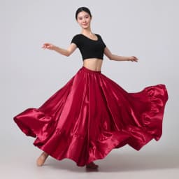 Women's Long Flared Circle Skirt -Satin Flared Full Skirt Boho Vintage A-line Maxi Skirt for Dancing, Party, Daily Wear Skirts