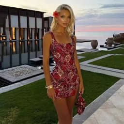 Townlike Floral Sequin Nightclub Sexy Party Dress Women Spaghetti Strap Mini 2025 Spring Summer Dress Slim Bodycon Dresses