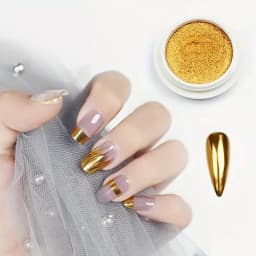 1Jar Metallic Mirror Chrome Nail Powder Holographic Laser Silvery Golden Nail Rubbing Glitter Pigment UV Gel Polish Mirror Powde