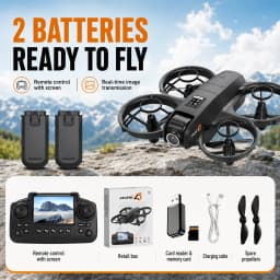 ZNLYRION Mini Full Protective Drone YL3PK With 2.4 Inch Screen Remote Dual Camera Optical Flow Hover 2 Batteries Indoor RC Quadcopter