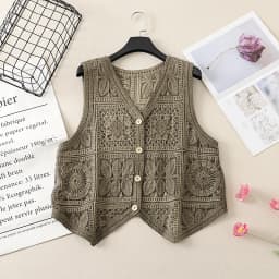 Women's Boho Style Crochet Lace Vest White Beige Green Purple Brown Sleeveless Summer Jackets Coat Hollow Out Knit Cover Ups Top