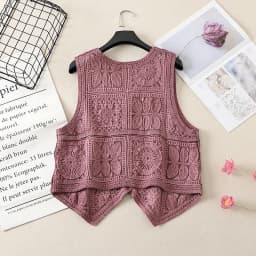 Women's Boho Style Crochet Lace Vest White Beige Green Purple Brown Sleeveless Summer Jackets Coat Hollow Out Knit Cover Ups Top