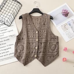 Women's Boho Style Crochet Lace Vest White Beige Green Purple Brown Sleeveless Summer Jackets Coat Hollow Out Knit Cover Ups Top