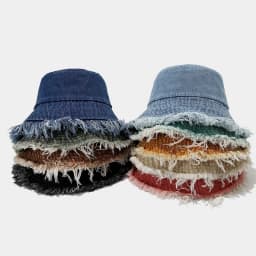 Unisex Trendy Autumn Solid Tassel Edge Washed Denim Summer Bucket Hat For Women Best Matched Sunshade Beach Fisherman Cap Gift