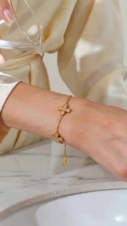 GANEMLY 316L Stainless Steel Flower Zirconia Bracelet Necklace Earrings Set Charm Metal Texture 18K Gold Plated Jewelry Women