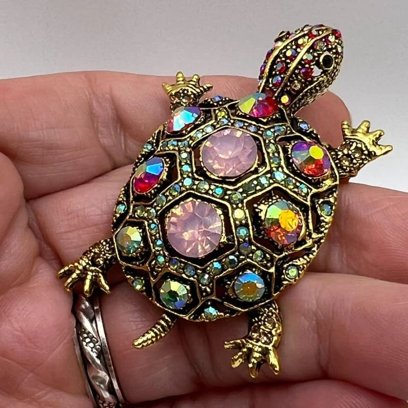 Women's Fashion Diamond Studded Small Turtle Brooch Cute Animal Colored Vintage Brooch Personalized Brooch Accessories