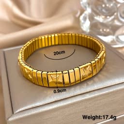Vintage Italian Charm Elastic Stainless Steel Star Pattern Bracelet Bangles For Women Men Watchband Link Chain Adjustable
