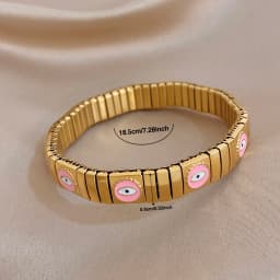 Vintage Italian Charm Elastic Stainless Steel Star Pattern Bracelet Bangles For Women Men Watchband Link Chain Adjustable