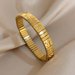 Vintage Italian Charm Elastic Stainless Steel Star Pattern Bracelet Bangles For Women Men Watchband Link Chain Adjustable