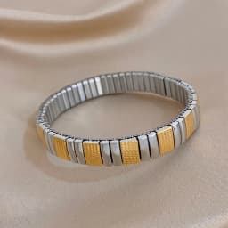 Vintage Italian Charm Elastic Stainless Steel Star Pattern Bracelet Bangles For Women Men Watchband Link Chain Adjustable