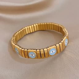 Vintage Italian Charm Elastic Stainless Steel Star Pattern Bracelet Bangles For Women Men Watchband Link Chain Adjustable