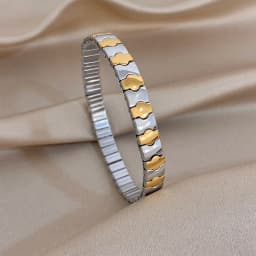 Vintage Italian Charm Elastic Stainless Steel Star Pattern Bracelet Bangles For Women Men Watchband Link Chain Adjustable