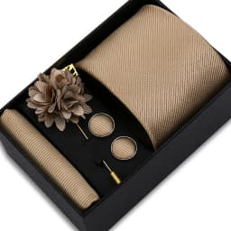 Top Quality Solid Color Ties Hanky Cufflinks Brooch Set Elegant Jacquard Necktie For Men Business Wedding In Gift Box Gravatas