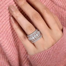 925 Sterling Silver Wide Rings for Women Full Brilliant Cubic Zirconia Exquisite Superb Party Jewelry Trendy Chic Accessories