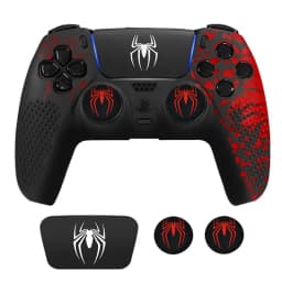 Spider Theme Soft Silicone Protective Case For PS5 Game Controller Cover Skin Gamepad Touchpad Stickers Thumb Stick Grip Cap Kit
