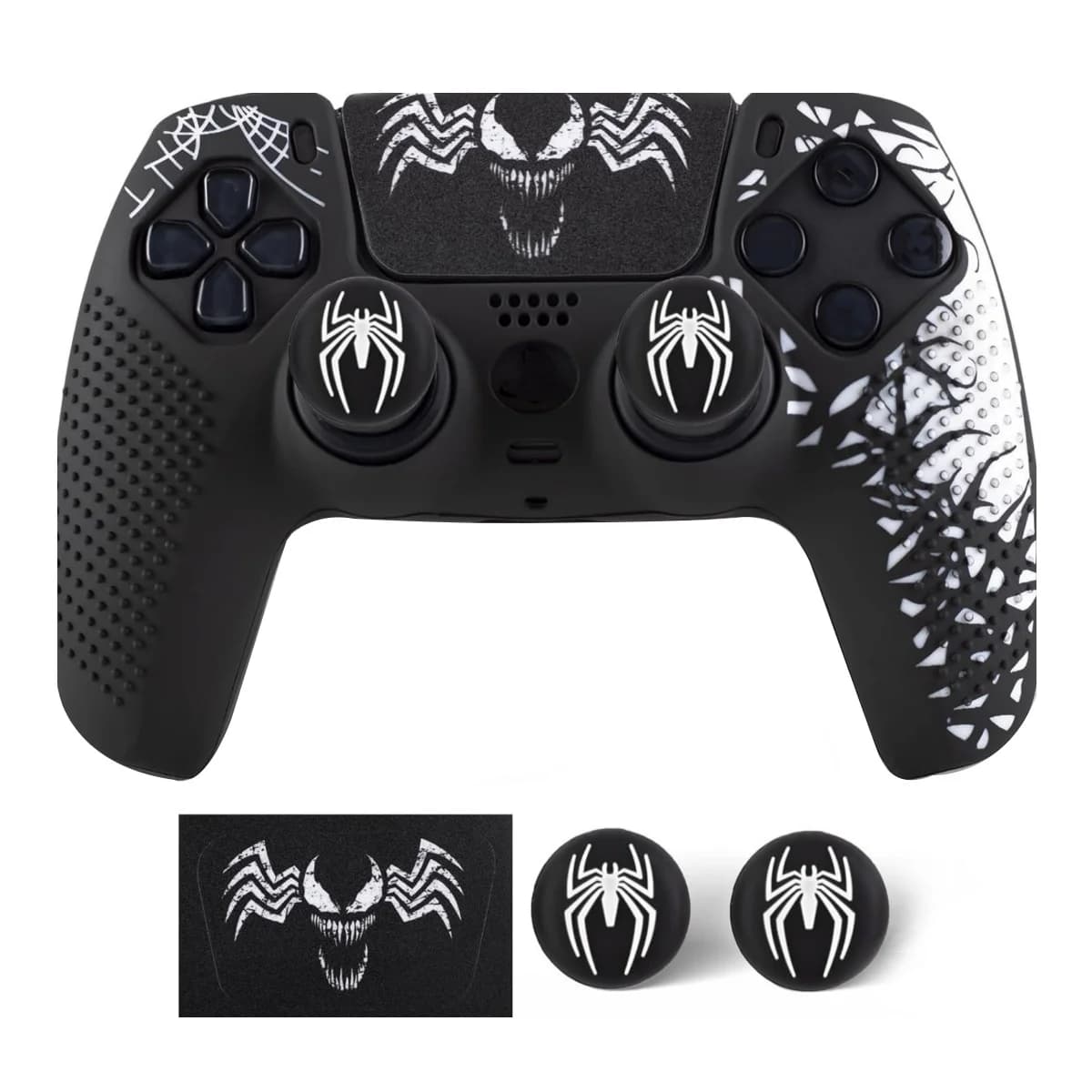 Anti-Slip Controller Skin Shell for PS5 Controller Silicone Cover Case with Rubber Thumb Grip Gaps and Touch Pad Sticker For PS5