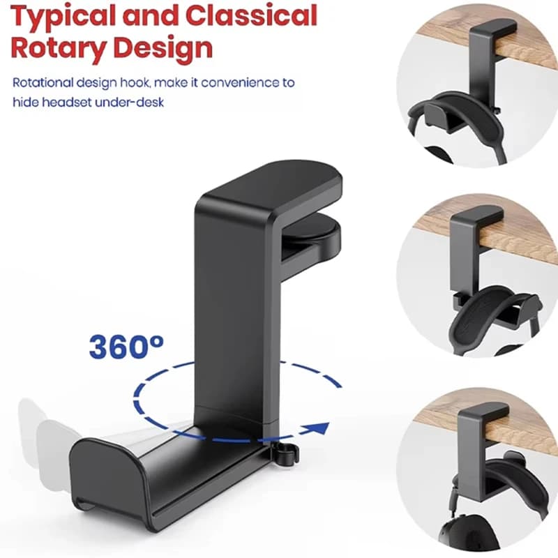 No Punch Table Clip Hook Headphone Holder 360 Degree Rotating Headphone Holder Miscellaneous Storage Hanging Hot Selling