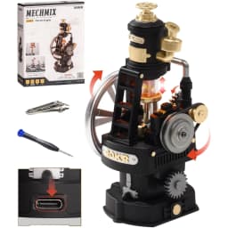 ROKR 3D Puzzle Toys - Steam Engine Mechanical Model Building Kit with Lights & Motion for Desk Decor DIY Toys for Adults & STEM Enthusiasts Birthday Gift