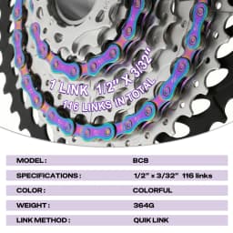 BUCKLOS Titanium Coating Bike Chain 8/9/10/11/12 Speed Bicycle Chain MTB Road Bike Chains Stainless Steel Bicycle Chains