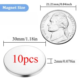 High-Power Neodymium Round Magnet 25x2/25x3/30x2/30x3 mm, Ideal for Fridge Decor, DIY Crafts, Bag Accessories, and Whiteboard