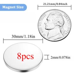 High-Power Neodymium Round Magnet 25x2/25x3/30x2/30x3 mm, Ideal for Fridge Decor, DIY Crafts, Bag Accessories, and Whiteboard