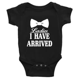 Ladies I Have Arrived Cravat Print Newborn Baby Boys Rompers Funny Announcement Bodysuits Short Sleeve Infant Jumpsuit Clothes