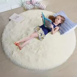 VIKAMA Tie-dye Plush Round Carpet Mat Fluffy Round Rugs For Girls Bedroom Soft Shaggy White Carpet Home Decor Kids' Room Mat