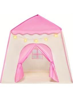 JOYFY Pink Princess Tent for Girls with LED Star Lights Large Playhouse Kids Castle Play Tent for Children Indoor Outdoor Games