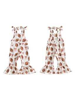Bottom Sleeveless Bell Bottom Rugby Cow Print Sleeveless Bell Girls-Overalls-Rugby Sleeveless-Bell Toddler Girls Overalls Romper