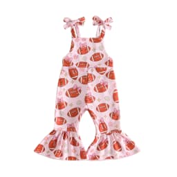 Bottom Sleeveless Bell Bottom Rugby Cow Print Sleeveless Bell Girls-Overalls-Rugby Sleeveless-Bell Toddler Girls Overalls Romper