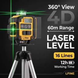 L FINE Green Beam Laser Level 16 Lines 3D 360° Horizontal & Vertical Self-Leveling Measuring Tool – Model 360-01