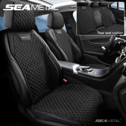 SEAMETAL Flax Car Seat Cover Front Rear Linen Fabric Cushion Breathable Auto Seat Mat Protector Universal For Most Truck SUV Van