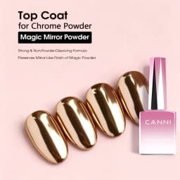 CANNI Top Coat for Chrome Powder 9ml Easy Apply with Stronger Mirror Effect Mirror Metallic Pigment for Gel Nail Art Salon