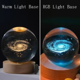 HPH Crystal Ball Night Light Moon Light Lamp Laser Engraved Crystal Ball Solar System Light Christmas Gift Glass Room Decoration