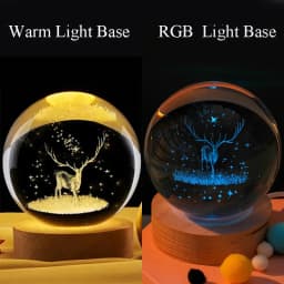 HPH Crystal Ball Night Light Moon Light Lamp Laser Engraved Crystal Ball Solar System Light Christmas Gift Glass Room Decoration