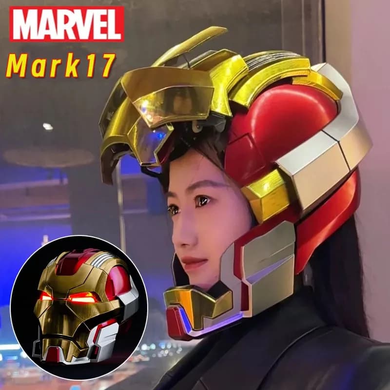 Iron Man Mk17 1:1 Full Face Helmet Jarvis Collectible Cosplay Voice Control Electric Wearable Mask Prop Mecha Model Toy Gifts